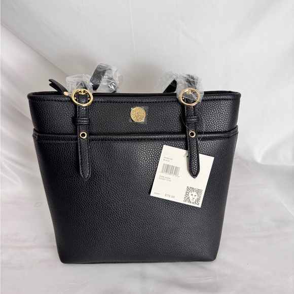 Black‎ and Gold Structured Leather Tote - Picture 1 of 12